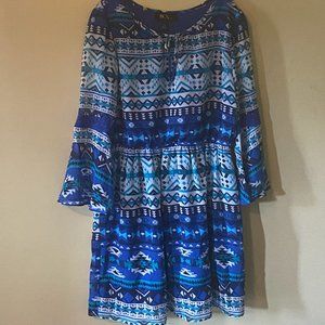 BCX Girl Blue Navajo Style Dress